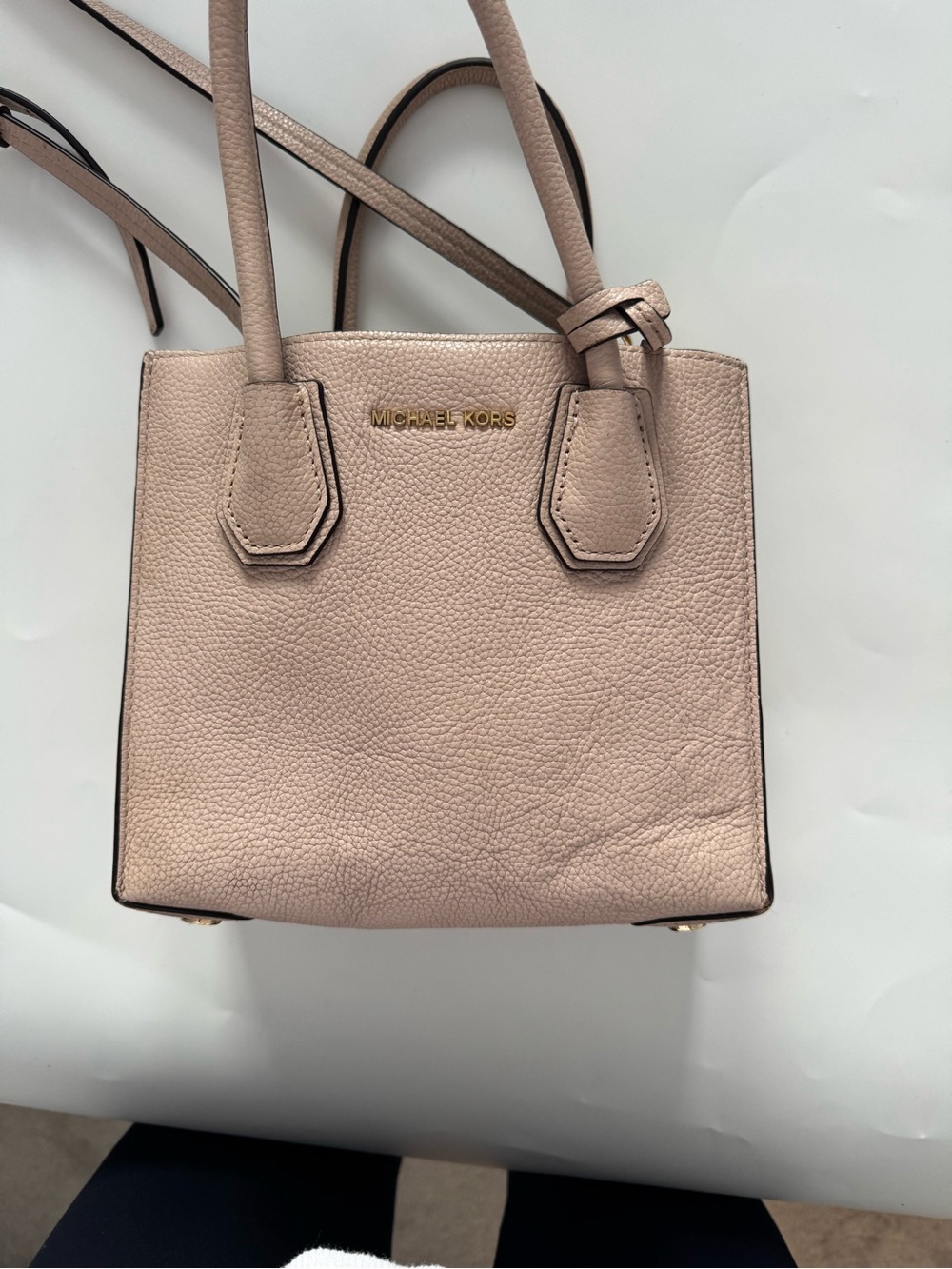 Michael Kors Rose Taupe Pebbled Leather Mini Satchel